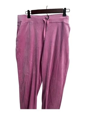 Juicy Couture Women’s Dusty Rose Rhinestone Logo Velour Joggers Size Large